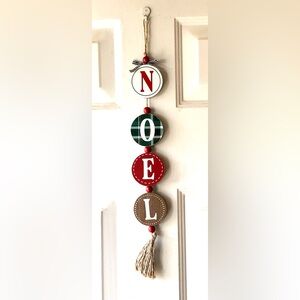 Christmas Noel Plaid Solid Letter Ornament Twine Tassel Rustic Hanging Decor New